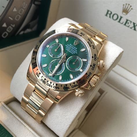 rolex daytona yellow gold green